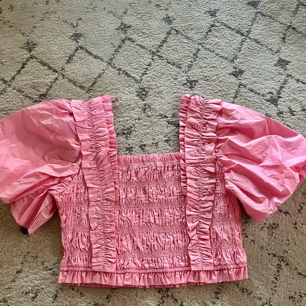 Endless Rose Pink Puff Sleeve Smocked Blouse